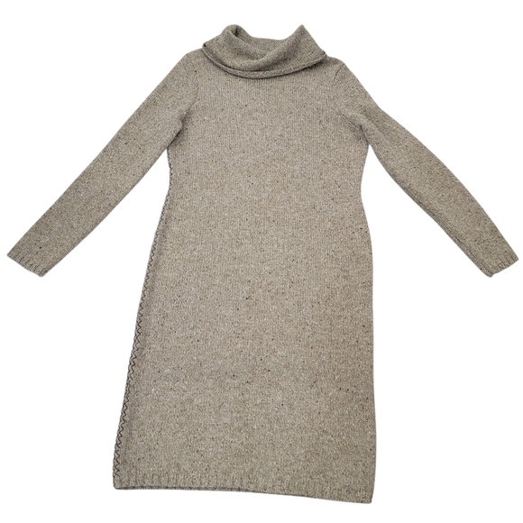 Lauren Ralph Lauren Knit Sweater Dress Brown Donegal Tweed Wool Blend Women’s L - Picture 9 of 17